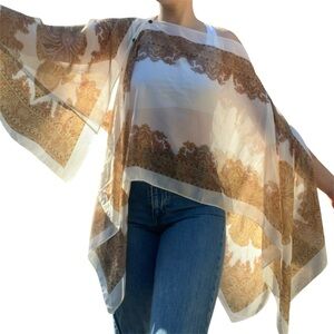 Sheer Paisley Print Kimono Cover Up (OS)